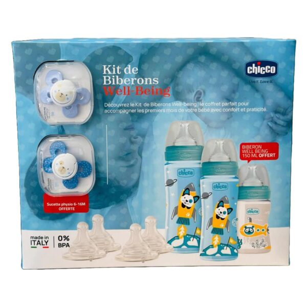 CHICCO coffret biberon well being bleu